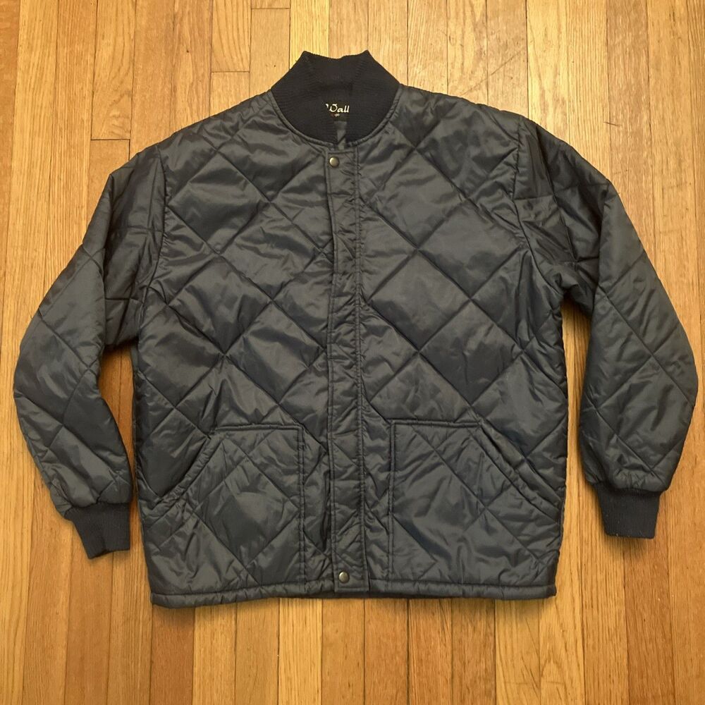Vintage Walls Insulated Quilted Work Jacket Navy Blue Nylon Sz L 42-44